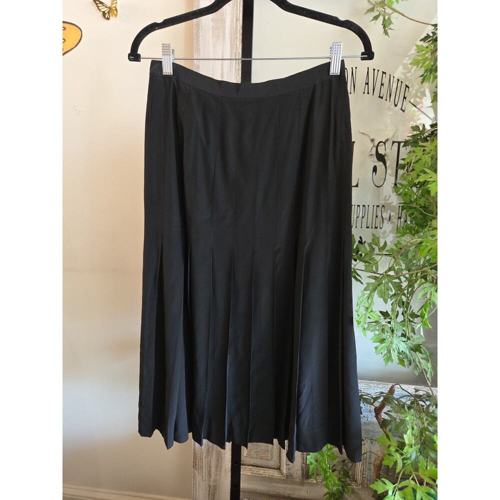 Vintage Chanel 100% Silk Crepe Long Skirt Black Size 40